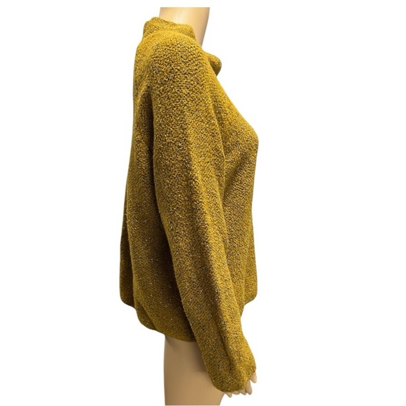 Eileen Fisher Boxy Long Sleeve Golden Yellow Funnel Neckline Sweater Size M - Picture 4 of 9